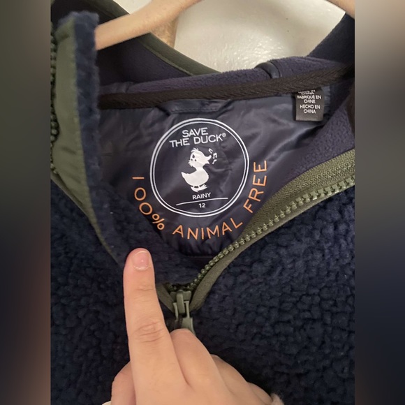 Save The Duck Navy Blue Teddy Fleece
Quarter Zip Jacket Hoodie Little Boy 12 NWT - Picture 2 of 5